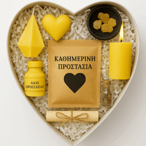 Πακέτο καθημερινής προστασίας με κερί, μαύρη τουρμαλίνη, φυλαχτό και λιβάνι για απομάκρυνση αρνητικής ενέργειας