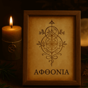 Σφραγίδα επιθυμίας “Αφθονία” σε κορνίζα – μυστικιστικό σύμβολο για οικονομική ροή και πνευματική πληρότητα